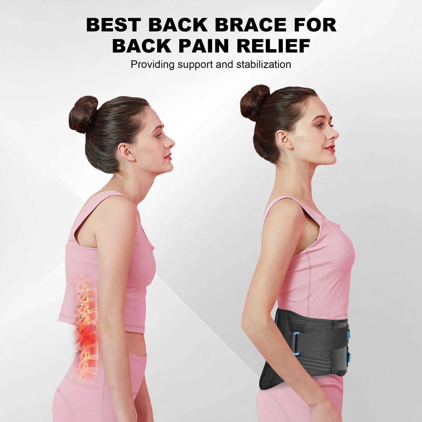 Back Brace for Lower Back Pain with Lumbar Pad,Back Support Brace for Men and Women with Dual Adjustable Straps,Back Brace for Herniated Disc, Sciatica, Scoliosis(2Xl Fits 37.5"-47")