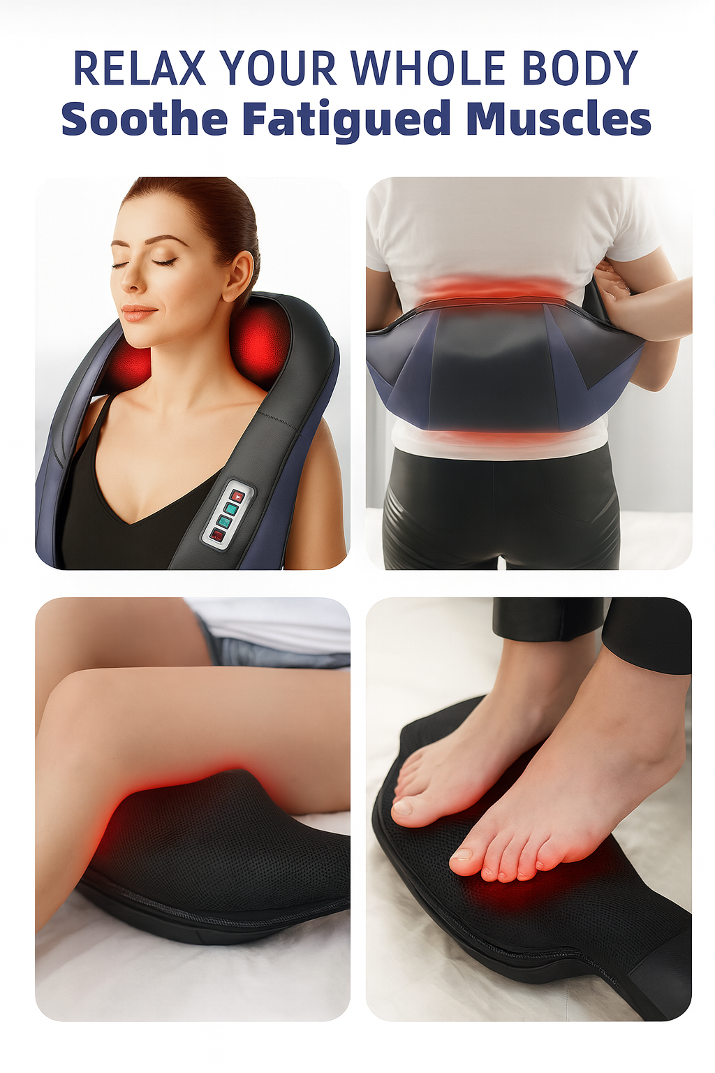 Shiatsu Neck & Back Massager with Heat – Electric 3D Deep Tissue Kneading Massage Pillow for Neck, Shoulder & Full-Body Pain Relief