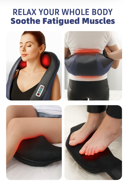 Shiatsu Neck & Back Massager with Heat – Electric 3D Deep Tissue Kneading Massage Pillow for Neck, Shoulder & Full-Body Pain Relief