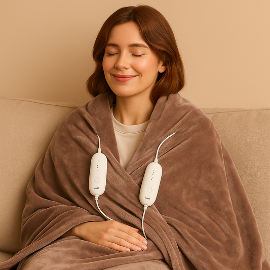 Heated Electric Blanket Twin Size 100” x 90” – Soft Flannel & Sherpa Heating Throw with Adjustable Warmth, Beige