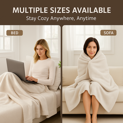 Full Size Heated Electric Blanket 72” x 84” – Washable Flannel Heating Blanket Warmer, Cream