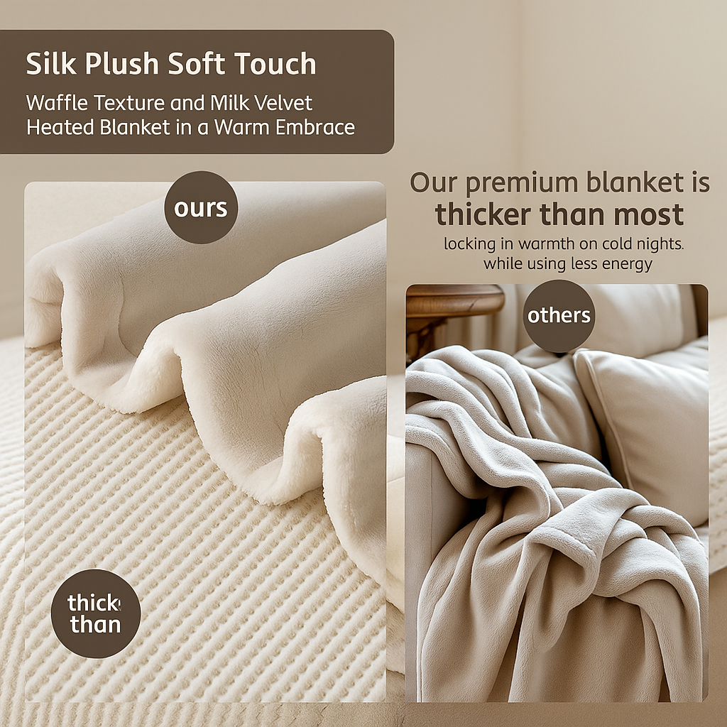 Full Size Heated Electric Blanket 72” x 84” – Washable Flannel Heating Blanket Warmer, Cream