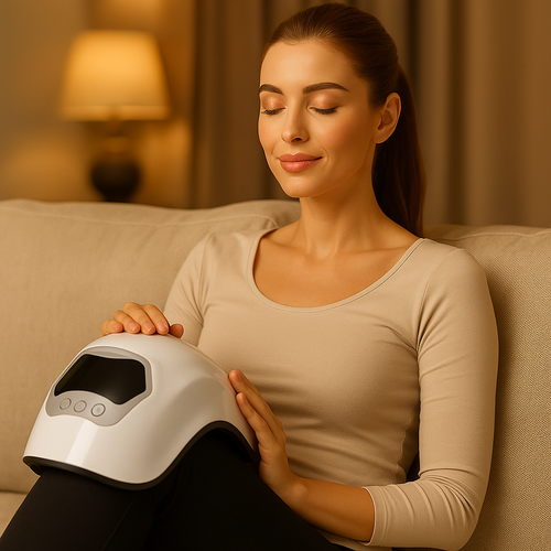 Wireless Electric Knee Massager – Red Light Therapy, Hot Compress & Airbag Compression with High-Vibration Heating Pad