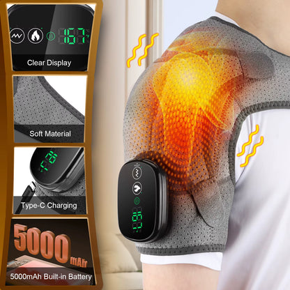 Electric Heating Shoulder Massager Vibration Shoulder Knee Brace 2 in 1 Massage Blets Warmer Heated Muscle Relax Pads